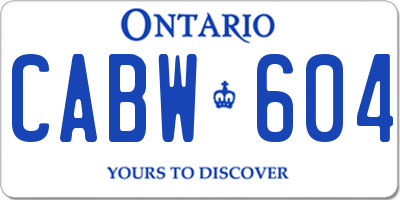 ON license plate CABW604