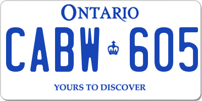 ON license plate CABW605