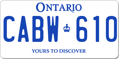 ON license plate CABW610