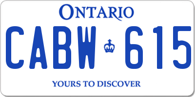 ON license plate CABW615