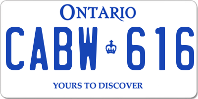 ON license plate CABW616