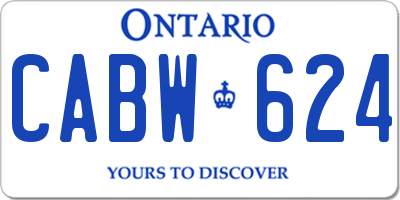 ON license plate CABW624