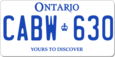 ON license plate CABW630