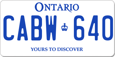 ON license plate CABW640