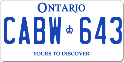 ON license plate CABW643