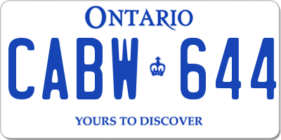 ON license plate CABW644