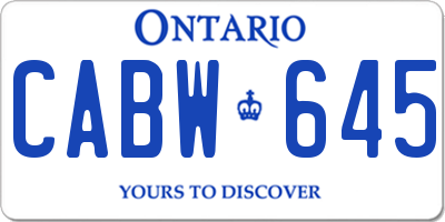 ON license plate CABW645