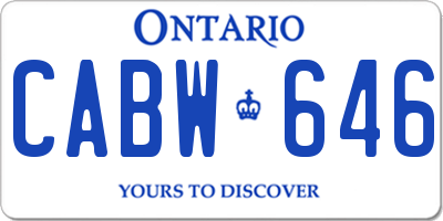 ON license plate CABW646