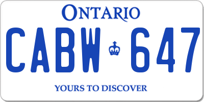 ON license plate CABW647