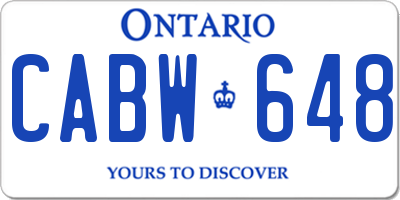 ON license plate CABW648