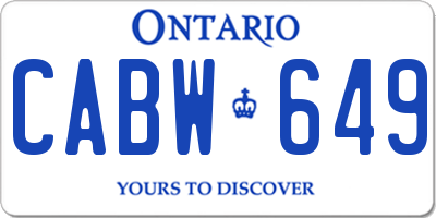 ON license plate CABW649