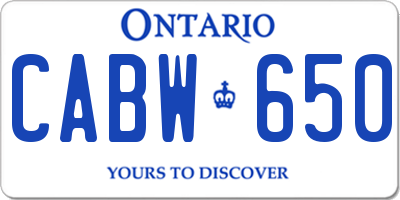 ON license plate CABW650