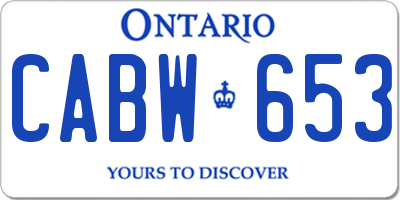 ON license plate CABW653