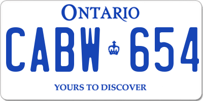 ON license plate CABW654