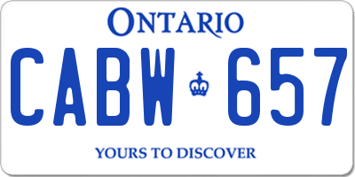 ON license plate CABW657