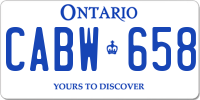 ON license plate CABW658