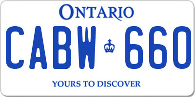 ON license plate CABW660