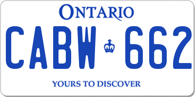 ON license plate CABW662