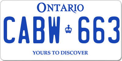 ON license plate CABW663