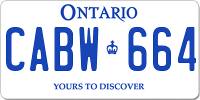 ON license plate CABW664