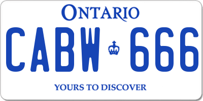 ON license plate CABW666