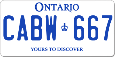 ON license plate CABW667