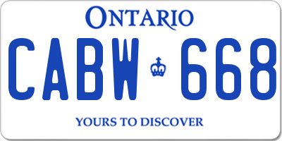 ON license plate CABW668