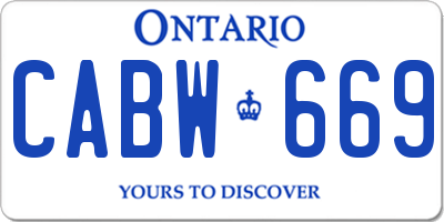 ON license plate CABW669