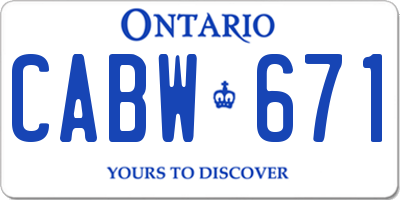 ON license plate CABW671