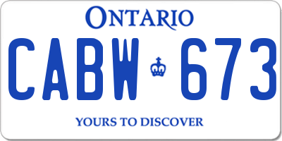 ON license plate CABW673