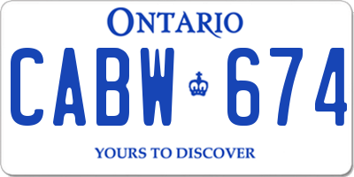 ON license plate CABW674