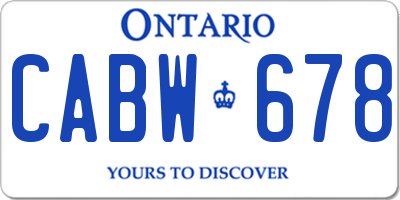 ON license plate CABW678