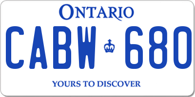 ON license plate CABW680