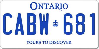 ON license plate CABW681