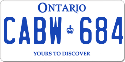 ON license plate CABW684