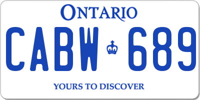 ON license plate CABW689