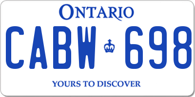 ON license plate CABW698