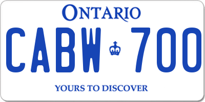 ON license plate CABW700