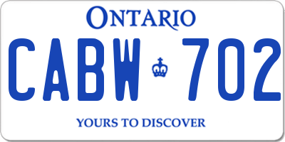 ON license plate CABW702