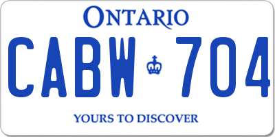 ON license plate CABW704