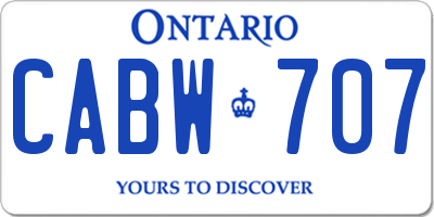 ON license plate CABW707