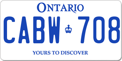 ON license plate CABW708