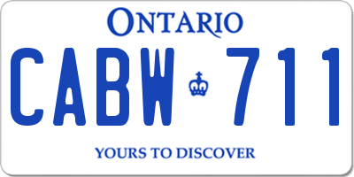 ON license plate CABW711