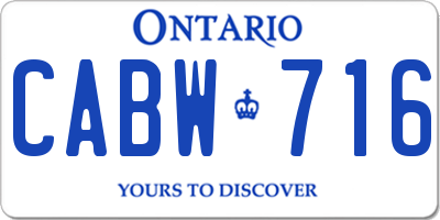 ON license plate CABW716