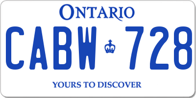 ON license plate CABW728