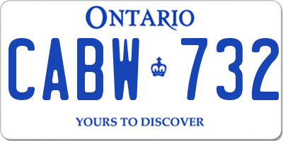 ON license plate CABW732