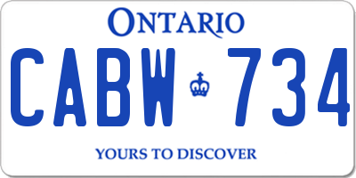 ON license plate CABW734