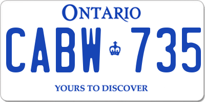 ON license plate CABW735