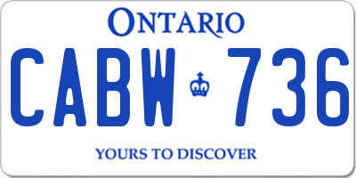 ON license plate CABW736