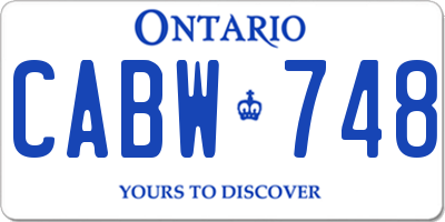 ON license plate CABW748